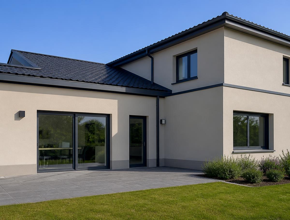 Woning met energiezuinige ramen en deuren geïntegreerd in gevelisolatie